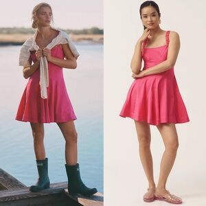 NWT By Anthropologie Plunge Drop-Waist A-Line Mini Dress.      1